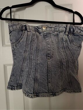 Strapless Denim Top- Light Acid Wash